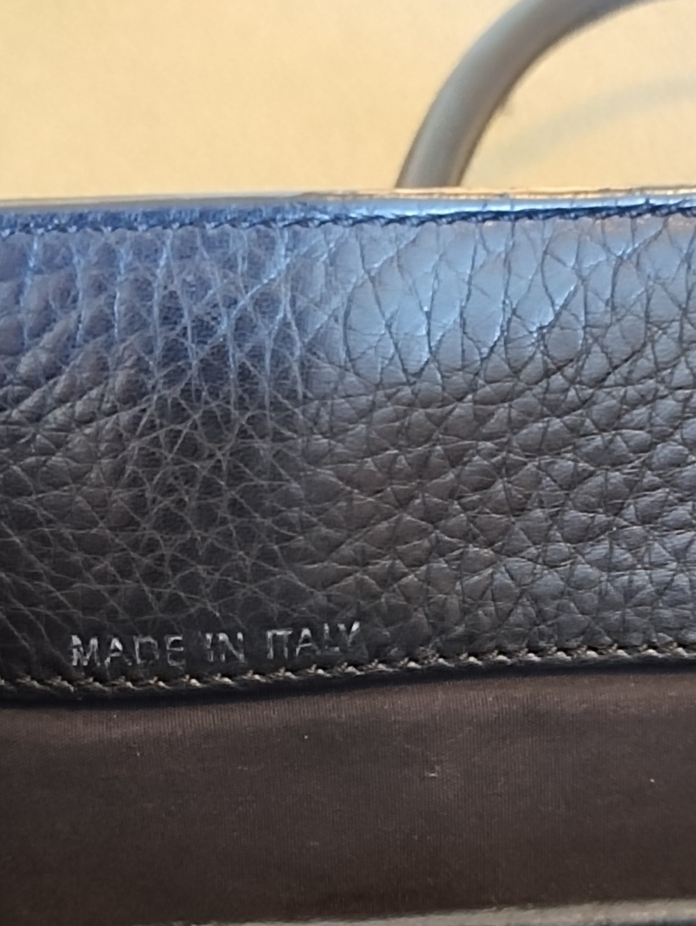 Tod's Mocassino Black Pebbled Leather Tote Double Handles Italian Quiet Luxury - Picture 12 of 13